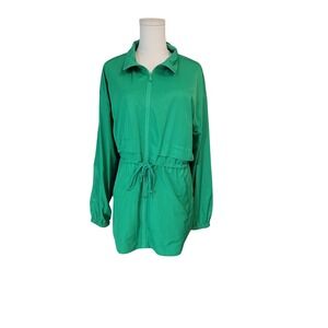 Lou & Grey Women's Green Full Zip‎ Drawstring Waist Jacket Lightweight